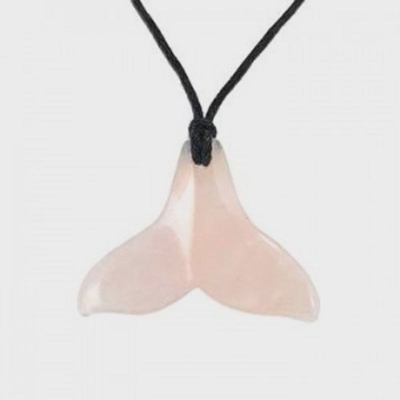 Rose Quartz Whale Tail Pendant Necklace