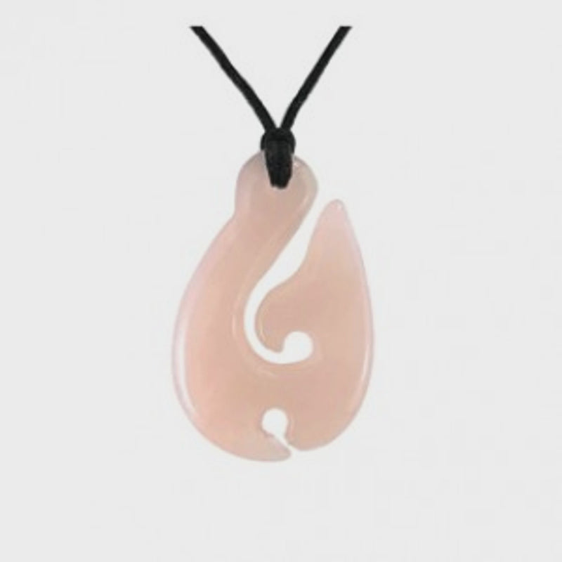 Rose Quartz Gemstone Fish Hook Pendant Necklace