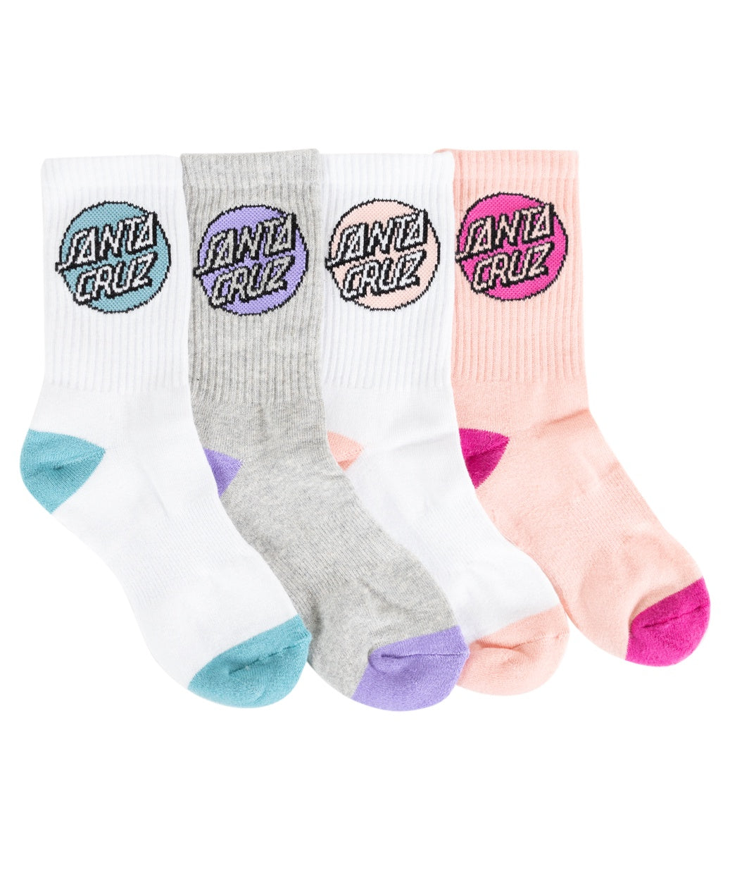 Santa Cruz Other Dot 4 Pack Crew Socks Pink 2 8 Gift Shack